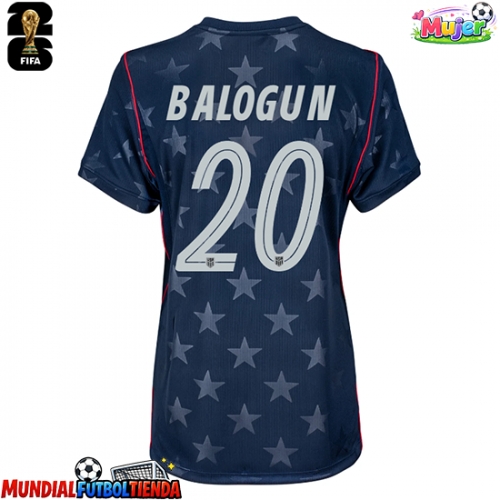 Camiseta Estados Unidos Folarin Balogun #20 Segunda Equipación Replica Mundial 2026 para mujer mangas cortas